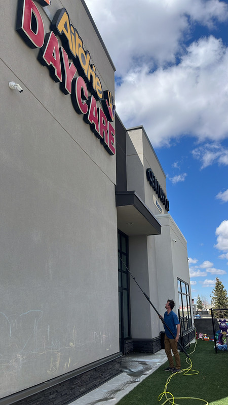 Commercial glass cleaned by Clarity Co. in Calgary