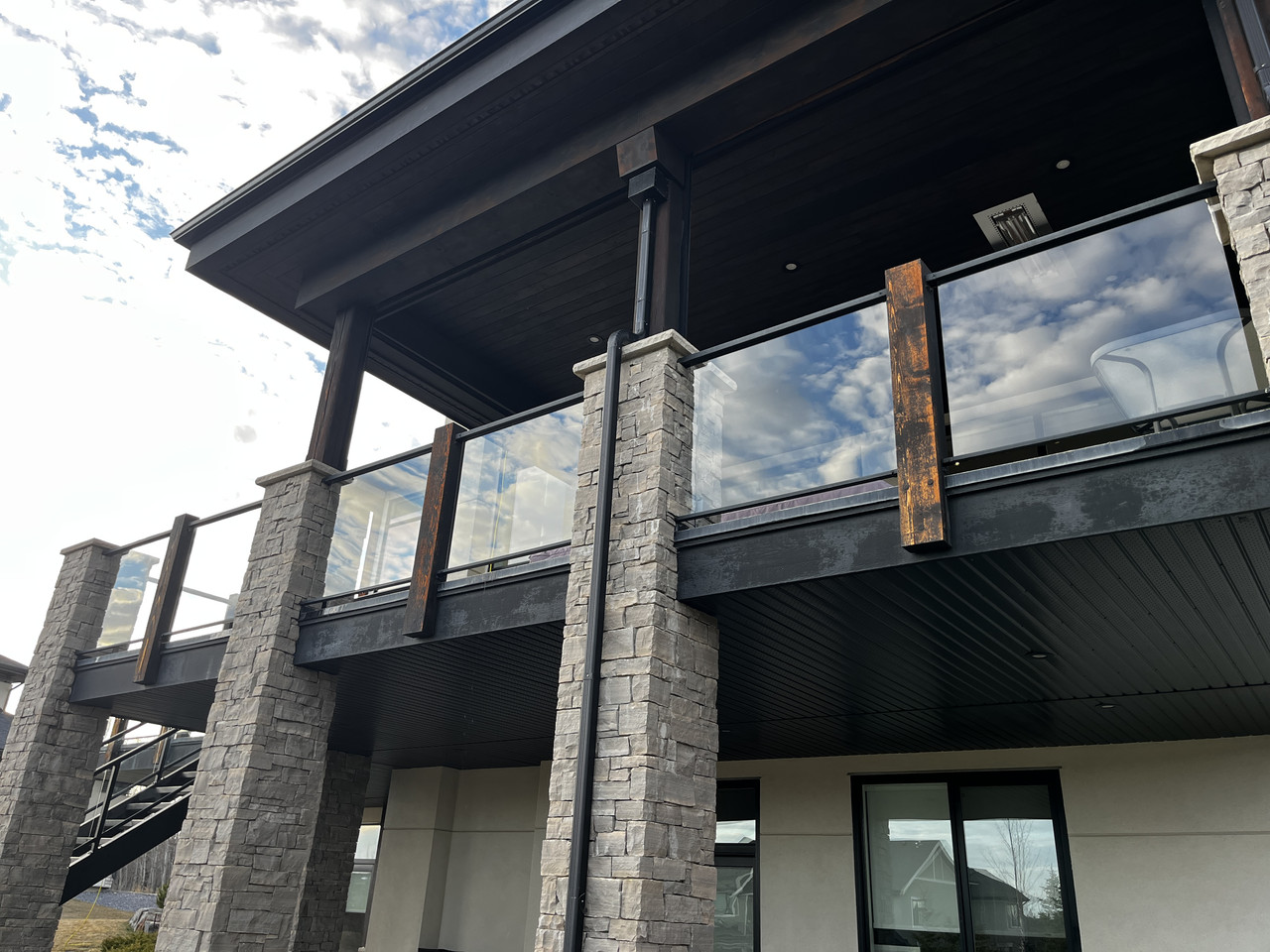 Glass railings cleaned by Clarity Co. in Calgary